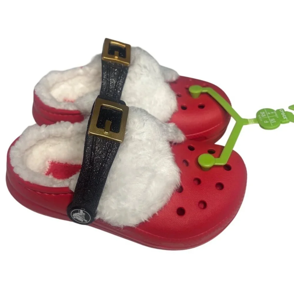 Crocs Classic Lined Santa Clogs Red Toddler Size 9 Kids Christmas Shoes